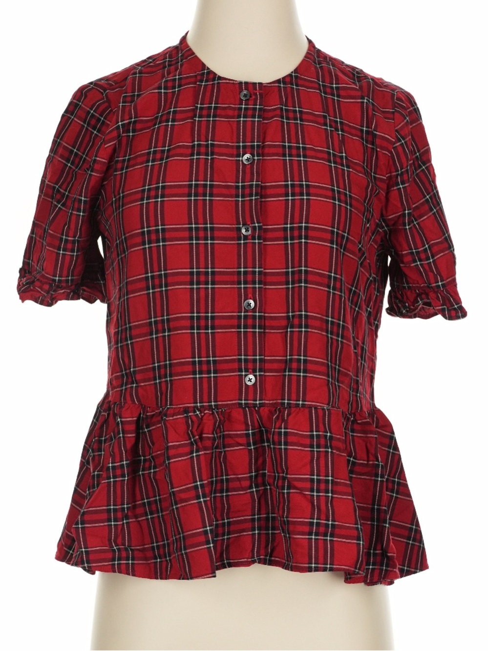 Madewell Red Black Plaid Top